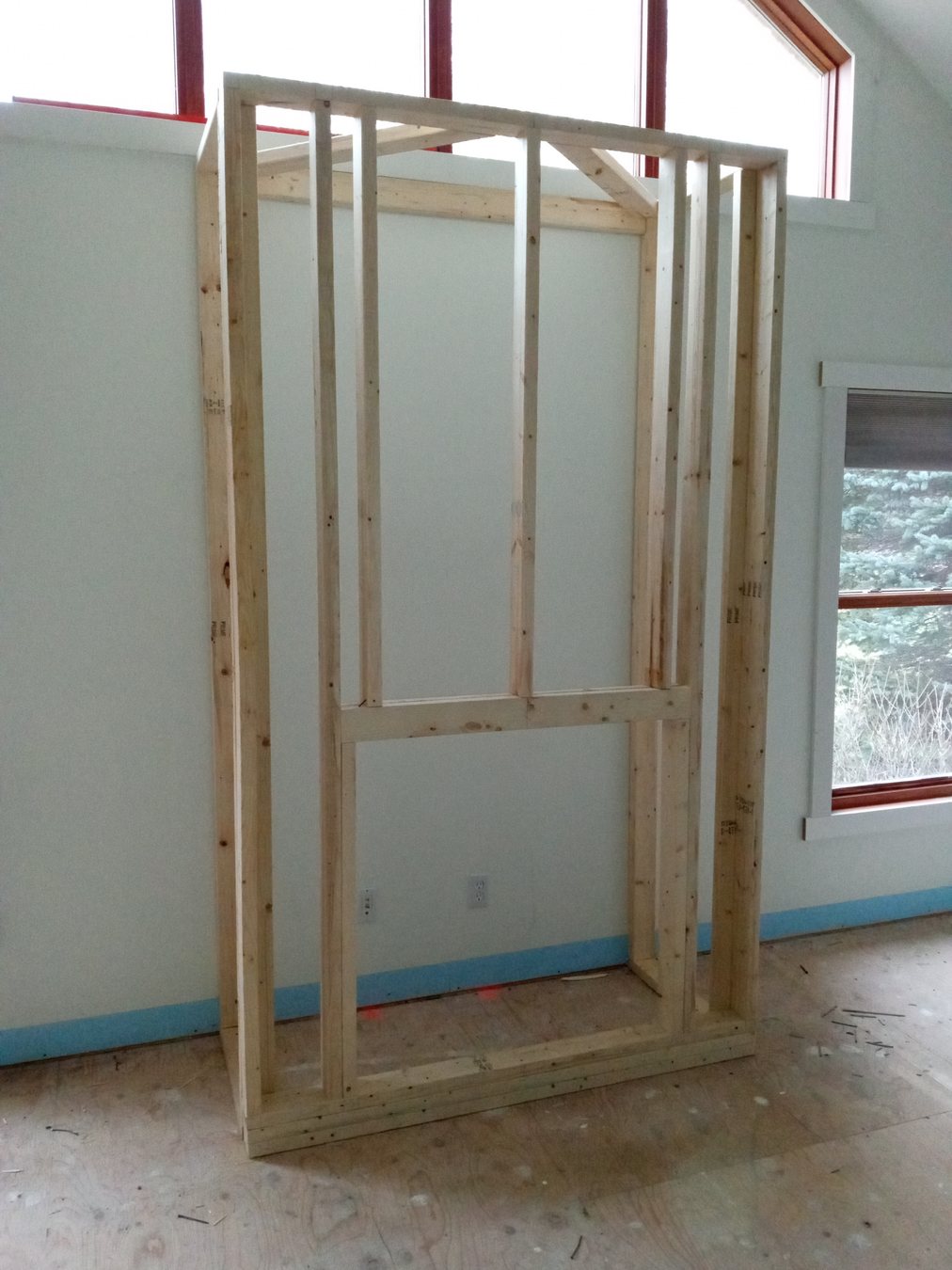 Interior carpentry framing in progress