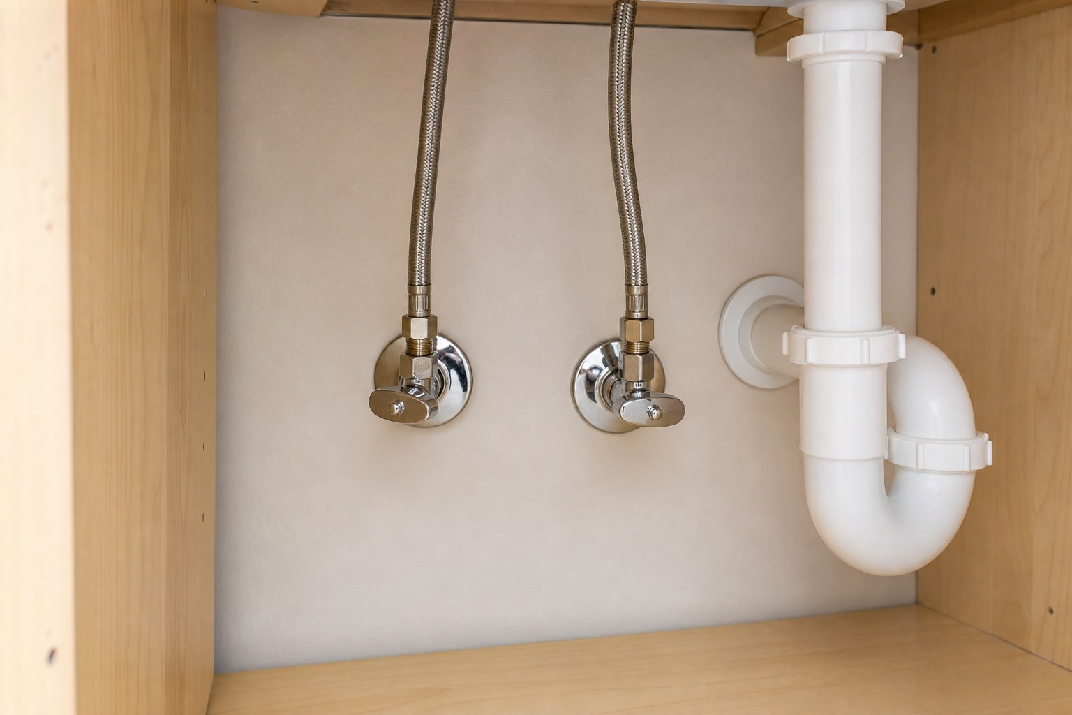 Organized accessible valves and household pipe connections.